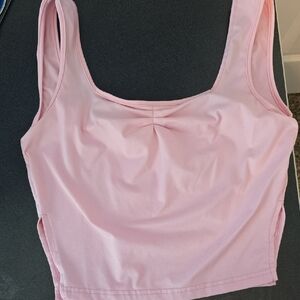 SHEIN Pink Fitted Ruched Tank Top